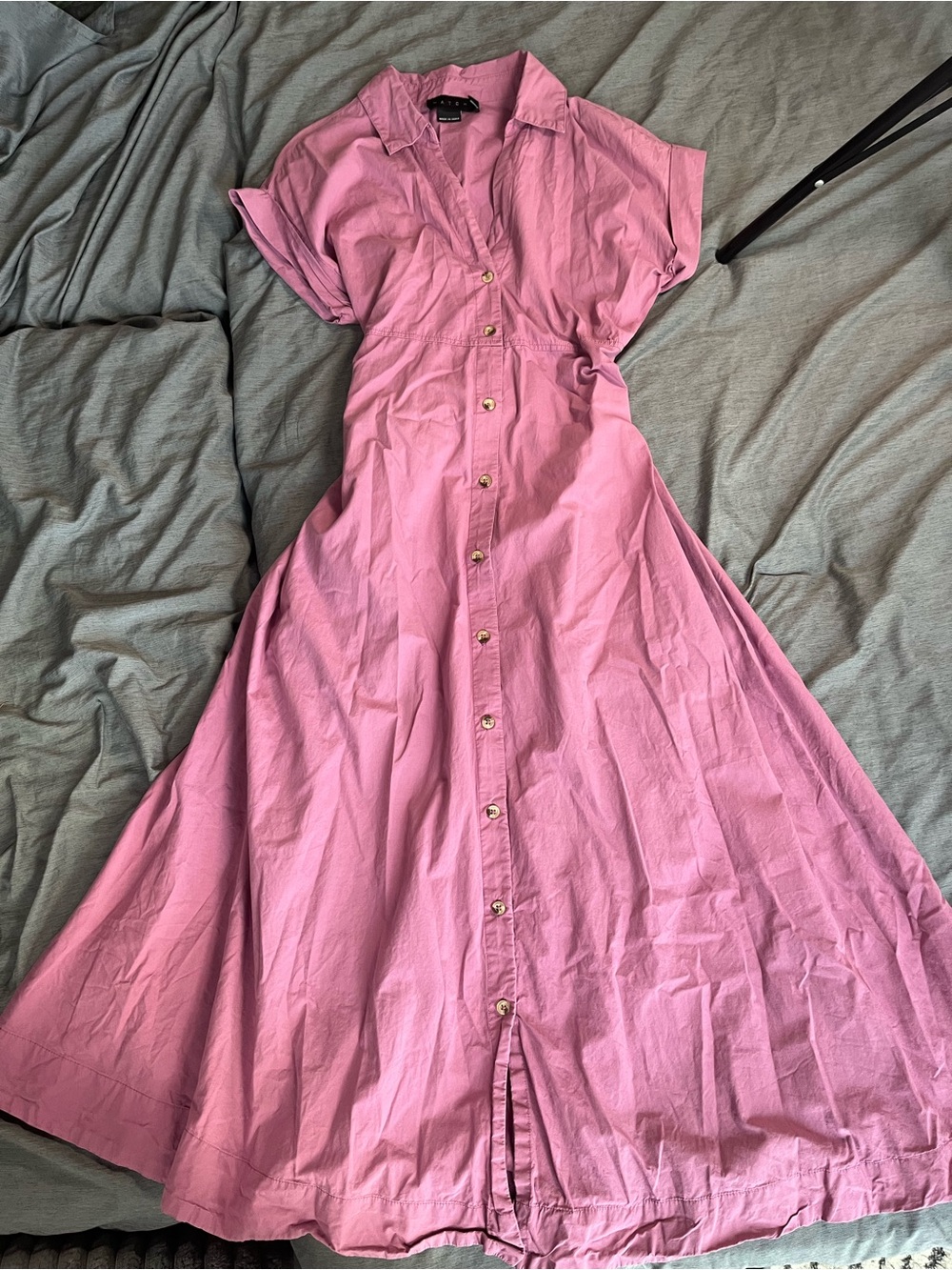 Hatch Pink Button-Front A-line Dress